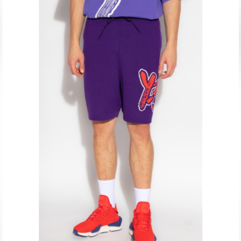 NWT Y-3 Yohji Yamamoto Knit Logo Shorts in Purple - Picture 11 of 14